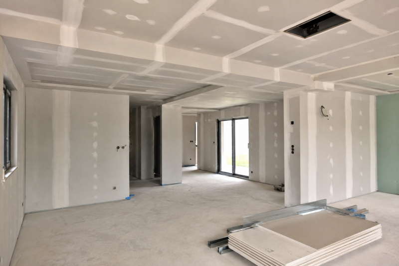 Pose de placo et faux plafond avec isolation intérieure dans le cadre d’une rénovation complète d’appartement à Marseille 13011 par AZUR PRO, entreprise spécialisée en plâtrerie et aménagement intérieur.